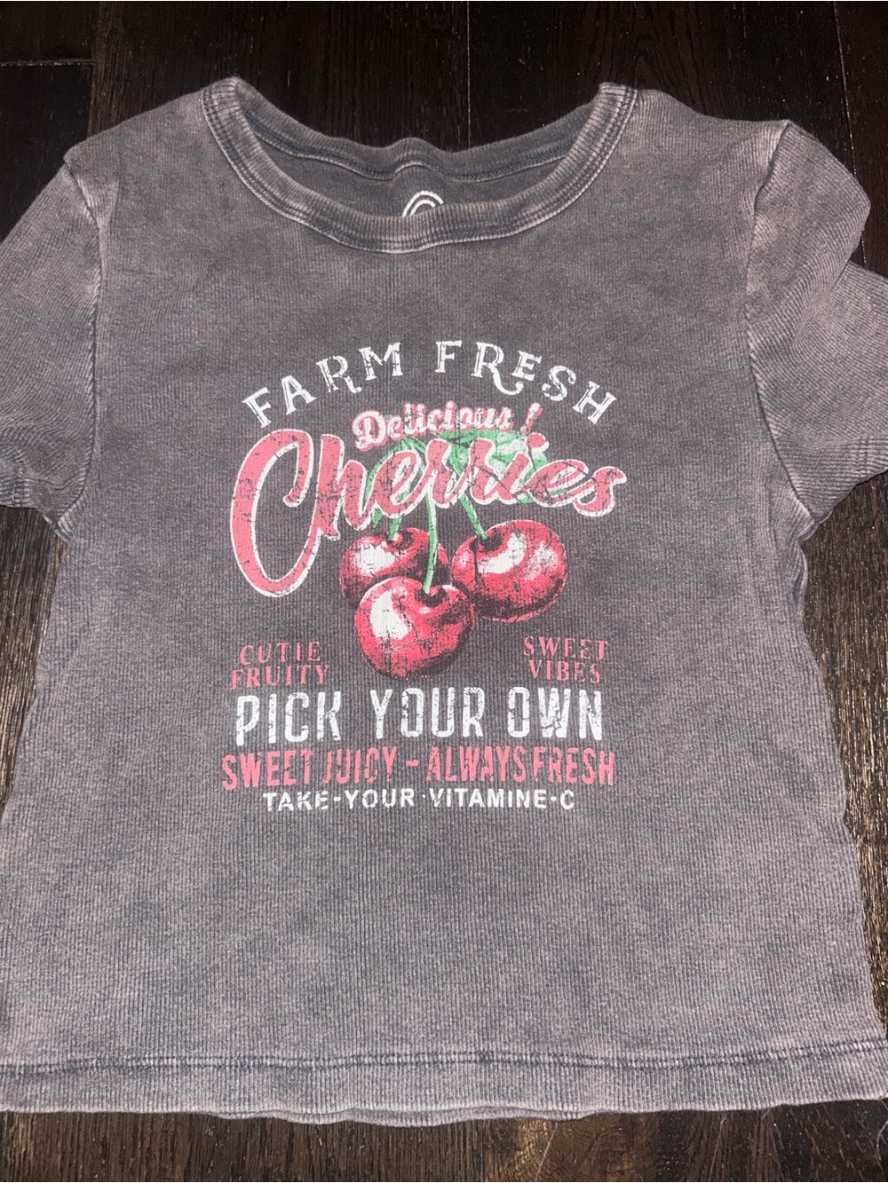 Girls' Gray 'Farm Fresh Cherries' Graphic Tee